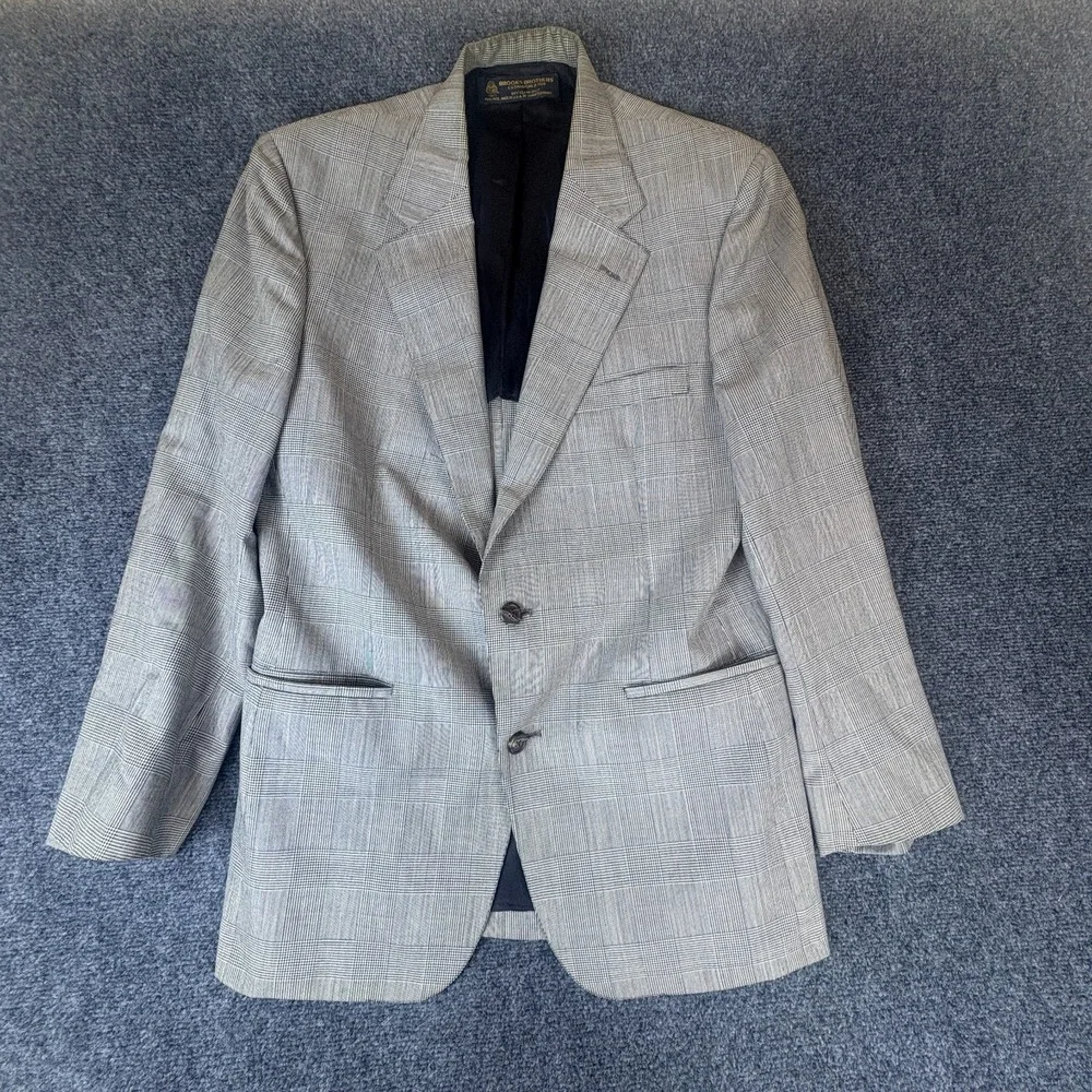 Brooks Brothers Lands' End Blazer Suit Set Mens 40R/34 Gray Glen Plaid Wool